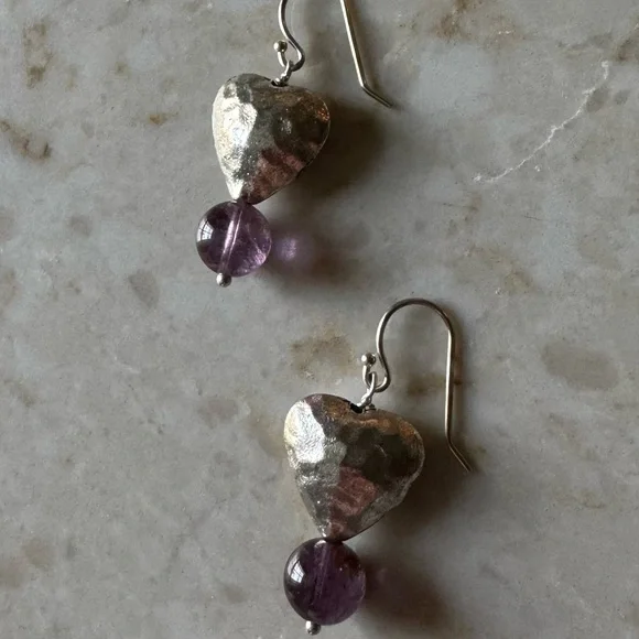 NWOT Sundance Gentle Heart Earrings, Melody Stone, Sterling Silver